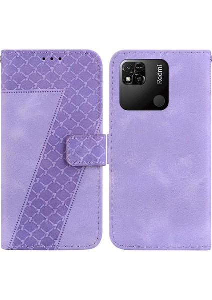 Telefon Kılıfı Için Xiaomi Redmi 10A Flip Folio Kapak Cüzdan Kabartmalı Desen (Yurt Dışından)