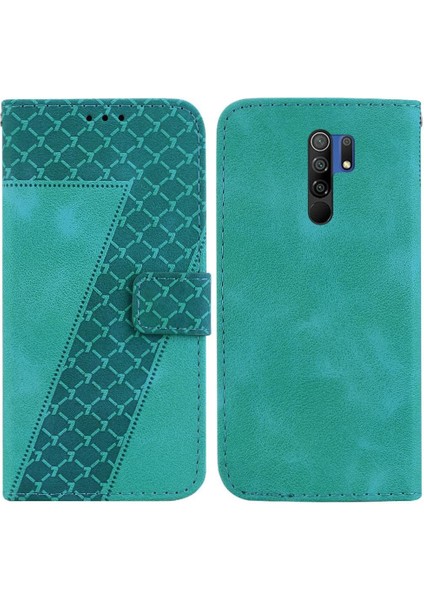 Telefon Kılıfı Için Xiaomi Redmi 9 Kabartmalı Desen Cüzdan Flip Folio Kapak Pu (Yurt Dışından)