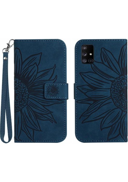 Kart Yuvaları Tutucu Kısa Kayış Kabartmalı Pu ile Samsung Galaxy M51 Için Kılıf (Yurt Dışından)