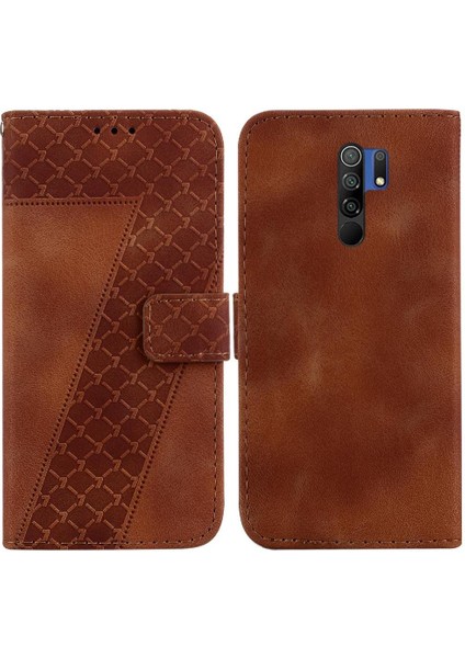 Telefon Kılıfı Için Xiaomi Redmi 9 Kabartmalı Desen Cüzdan Flip Folio Kapak Pu (Yurt Dışından)