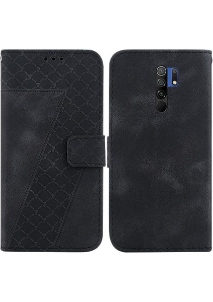 Telefon Kılıfı Için Xiaomi Redmi 9 Kabartmalı Desen Cüzdan Flip Folio Kapak Pu (Yurt Dışından)