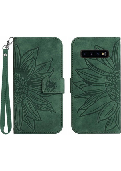 Samsung Galaxy S10 Için Kılıf Kısa Kayış Flip Cüzdan Telefon Kılıfı Kabartmalı Pu (Yurt Dışından)