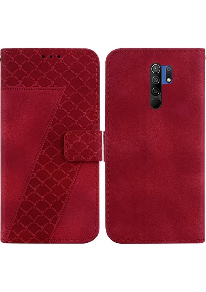 Telefon Kılıfı Için Xiaomi Redmi 9 Kabartmalı Desen Cüzdan Flip Folio Kapak Pu (Yurt Dışından)