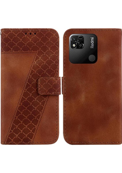 Telefon Kılıfı Için Xiaomi Redmi 10A Flip Folio Kapak Cüzdan Kabartmalı Desen (Yurt Dışından)