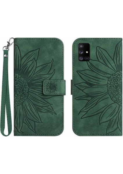 Kart Yuvaları Tutucu Kısa Kayış Kabartmalı Pu ile Samsung Galaxy M51 Için Kılıf (Yurt Dışından)