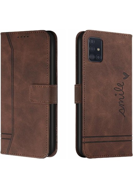 Telefon Kılıfı Için Samsung Galaxy A51 4g Manyetik Kapatma Flip Folio Cüzdan Pu (Yurt Dışından)