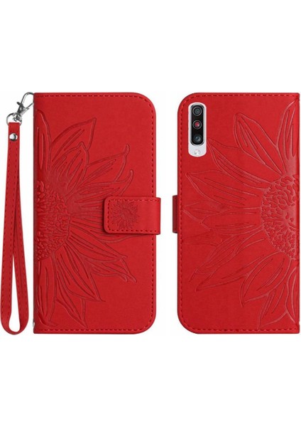 Samsung Galaxy A70/A70S Kısa Kayış Kabartmalı Ayçiçeği Kartı ile (Yurt Dışından)