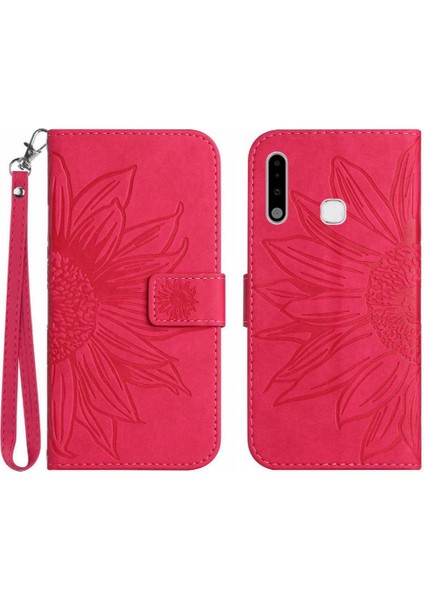 Kart Yuvaları Tutucu Kabartmalı Ayçiçeği Pu ile Samsung Galaxy A70E Için Kılıf (Yurt Dışından)