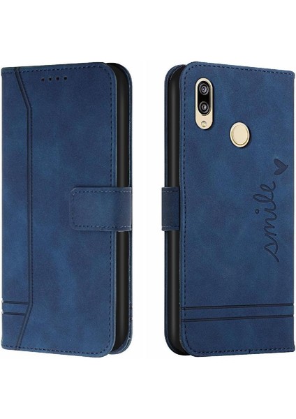 Telefon Kılıfı Için Huawei Huawei 2019 El Kayışı Kart Yuvaları Kapak Flip Folio Pu (Yurt Dışından)