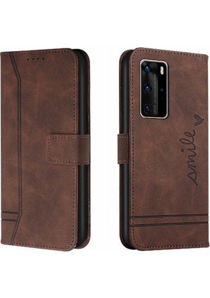Huawei P40 Pro Manyetik Kapatma Kart Yuvaları Için Telefon Kılıfı Kapak Flip Folio (Yurt Dışından)