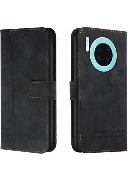Huawei Y9A Manyetik Kapatma Için Telefon Kılıfı El Kayışı Kart Yuvaları Kapak Pu (Yurt Dışından)