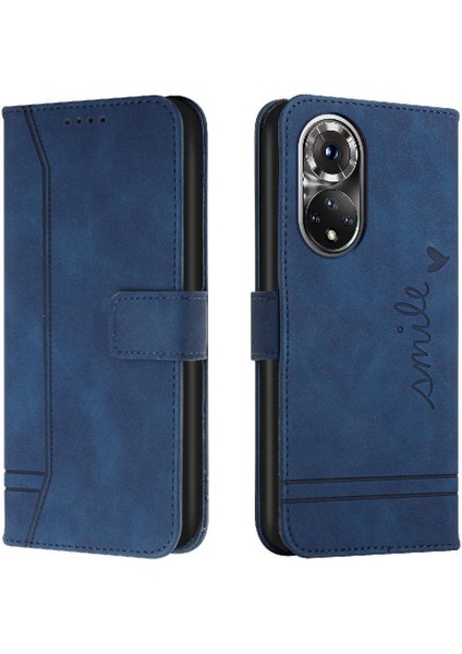 Honor 50 Pro El Kayışı Için Telefon Kılıfı Pu Deri Flip Folio Cüzdan Kart (Yurt Dışından)