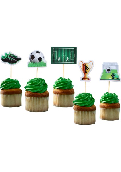 Futbol Temalı Figürlü Kürdan Pasta Süsü Cupcake Kürdanı 10'lu