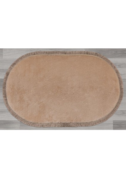 Modern Dekoratif Halı Jel Kaymaz Taban Peluş Bej Saçaklı Oval Halı fiyatları