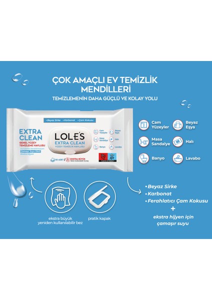 Yüzey Temizlik Havlusu, Çam Kokulu, Çamaşır Suyu Içerir, 3x50, Sirke Ve Karbonatlı, Islak Mendil