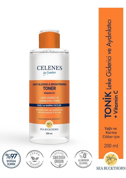 Celenes By Sweden Yağlı ve Karma Ciltler İçin C Vitaminli Aydınlatıcı & Leke Giderici Bakım Seti