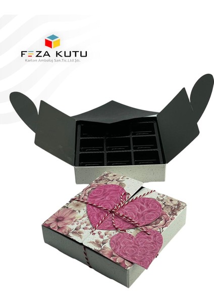 Çikolata Kutusu Hediye Kutusu Kalpli Kutu 14 Şubat Kutusu Pasta Kutusu Hediyelik Kutu Çanta 10 Adet modelleri