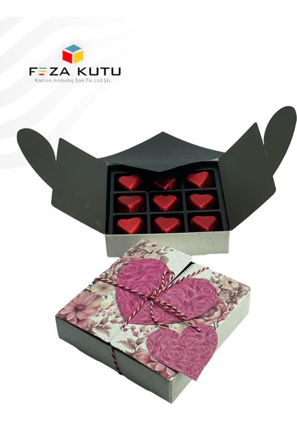 Çikolata Kutusu Hediye Kutusu Kalpli Kutu 14 Şubat Kutusu Pasta Kutusu Hediyelik Kutu Hediye 10 Adet