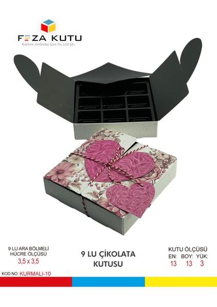 Çikolata Kutusu Hediye Kutusu Kalpli Kutu 14 Şubat Kutusu Pasta Kutusu Hediyelik Kutu Hediye 10 Adet modelleri