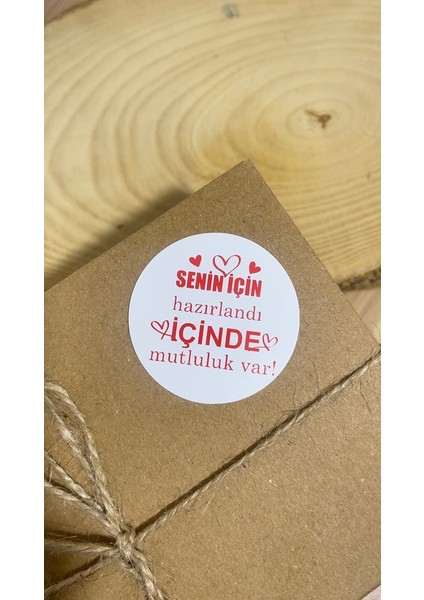 Senin Için Hazırlandı Kırmızı Yazılı Yuvarlak Yapışkanlı Etiket 5x5 cm 100 Adet