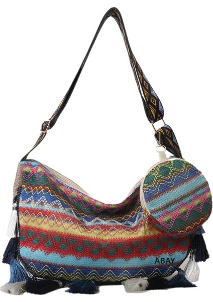 Abay Moda Etnik Stil Püskül Omuz Crossbody Çanta (Yurt Dışından)