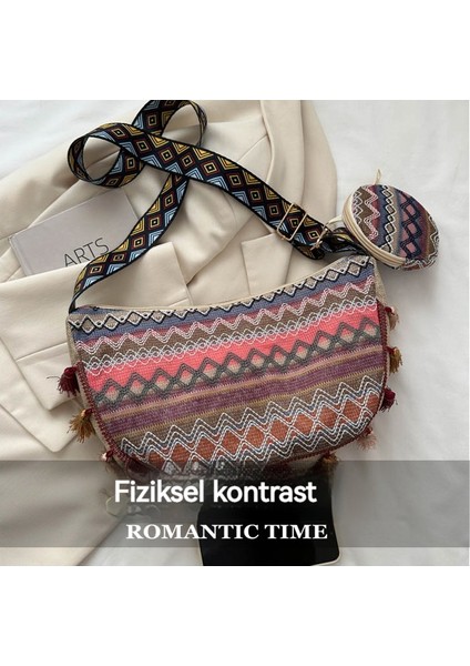 Abay Moda Etnik Stil Püskül Omuz Crossbody Çanta (Yurt Dışından)