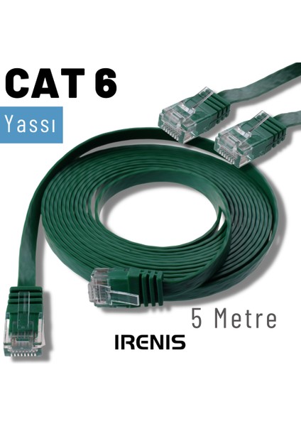 5 Metre Cat6 Kablo Yassı Ethernet Network Lan Ağ Internet Kablosu