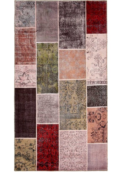 Kadife Patchwork Halı - Toprak - 80X150 cm