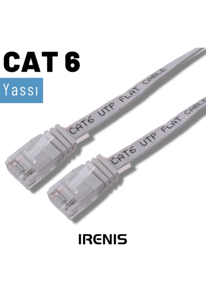 10 Metre Cat6 Kablo Yassı Ethernet Network Lan Ağ Internet Kablosu