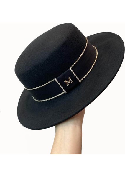 Kadın Sonbahar ve Kış Retro Yün Düz Şapka (Yurt Dışından)