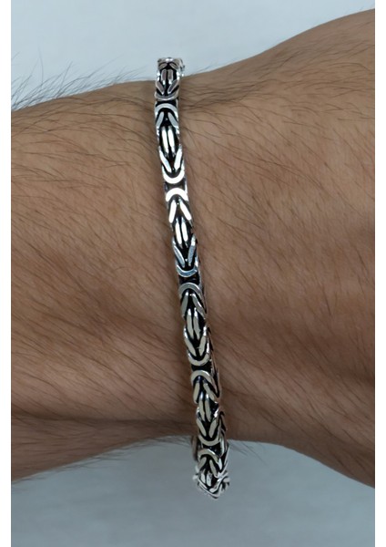 Gümüş Erkek Bileklik Kare Kral Model 5 mm 18 gr msb09