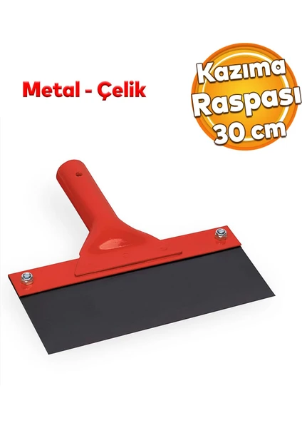 Kazıma Sıyırma Raspası Metal Saplı Çelik 30 cm Spatula Inşaat Duvar Harç Parke Zemin Temizlleme