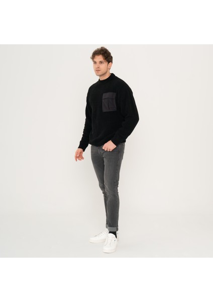 Cep Detaylı Bisiklet Yaka Kazak - Metro modelleri