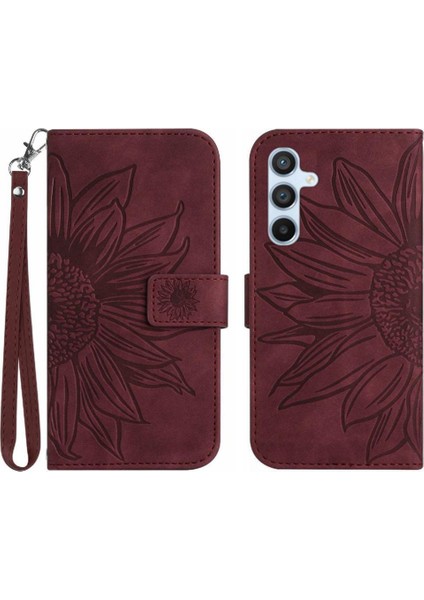 Kart Yuvaları Tutucu Kabartmalı Ayçiçeği ile Samsung Galaxy S23 Fe Için Kılıf (Yurt Dışından)