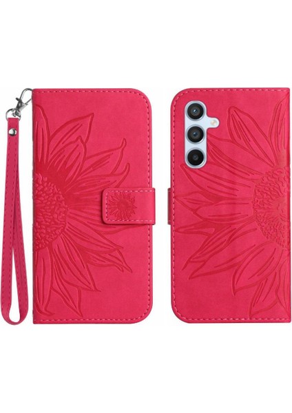 Kart Yuvaları Tutucu Kabartmalı Ayçiçeği ile Samsung Galaxy S23 Fe Için Kılıf (Yurt Dışından)