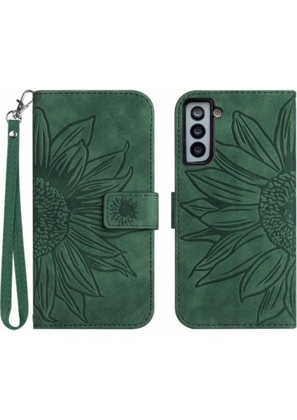 Kart Yuvaları Tutucu ile Samsung Galaxy S21 Fe Kabartmalı Ayçiçeği Için Kılıf (Yurt Dışından)