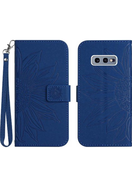 Samsung Galaxy S10E Kabartmalı Ayçiçeği Flip Cüzdan Telefon Kılıfı Pu (Yurt Dışından)