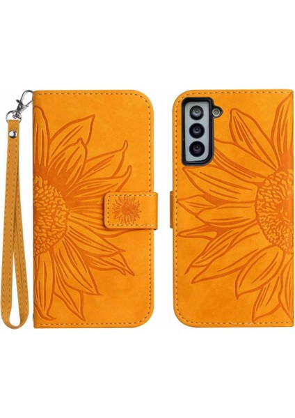 Kart Yuvaları Tutucu ile Samsung Galaxy S21 Fe Kabartmalı Ayçiçeği Için Kılıf (Yurt Dışından)