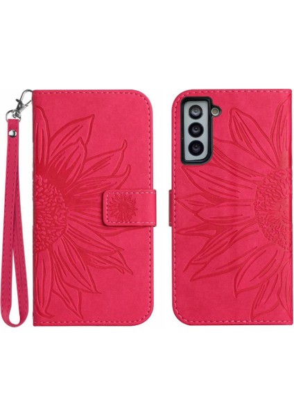 Kart Yuvaları Tutucu ile Samsung Galaxy S21 Fe Kabartmalı Ayçiçeği Için Kılıf (Yurt Dışından)