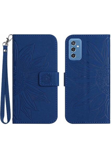 Samsung Galaxy M52 Kısa Kayış Kabartmalı Ayçiçeği Lüks Pu ile (Yurt Dışından)