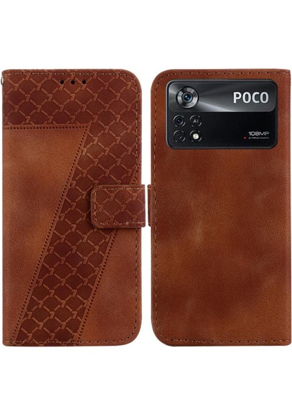 Telefon Kılıfı Için Xiaomi Poco X4 Pro 5g Cüzdan Kart Yuvası Fonksiyonu Flip Folio (Yurt Dışından)