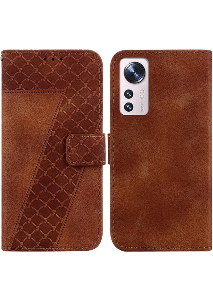 Telefon Kılıfı Için Xiaomi 12 PRO/12S Pro Pu Deri Kabartmalı Desen Çevirme Kartı (Yurt Dışından)