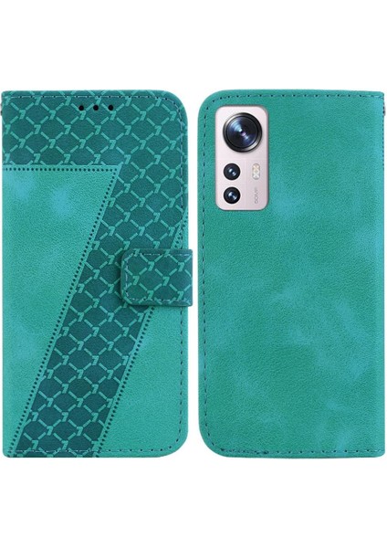 Telefon Kılıfı Için Xiaomi 12 PRO/12S Pro Pu Deri Kabartmalı Desen Çevirme Kartı (Yurt Dışından)