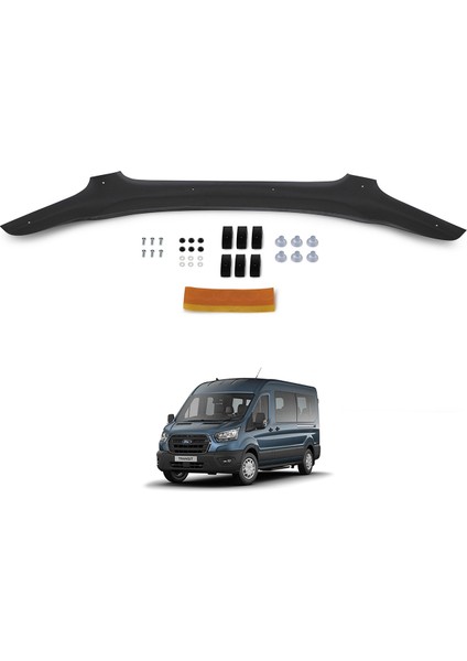 Esa Ford Transit Ön Kaput Koruyucu Rüzgarlığı Abs Plastik Piano Black 2014-2019 Yıllarına Uyumlu