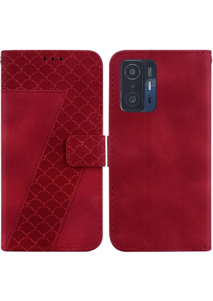 Telefon Kılıfı Için Xiaomi 11T/11T Pro Pu Deri Flip Folio Kapak Kabartmalı (Yurt Dışından)