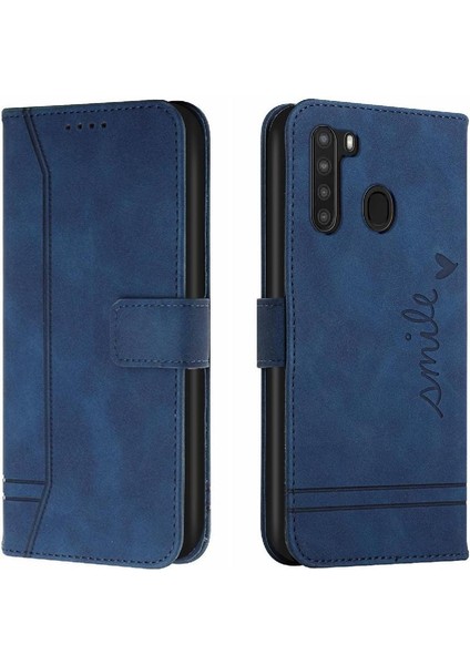 Samsung Galaxy A21 Flip Folio Cüzdan Kart Yuvaları Için Telefon Kılıfı Kapak Pu (Yurt Dışından)