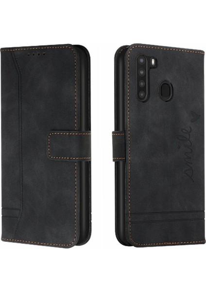 Samsung Galaxy A21 Flip Folio Cüzdan Kart Yuvaları Için Telefon Kılıfı Kapak Pu (Yurt Dışından)