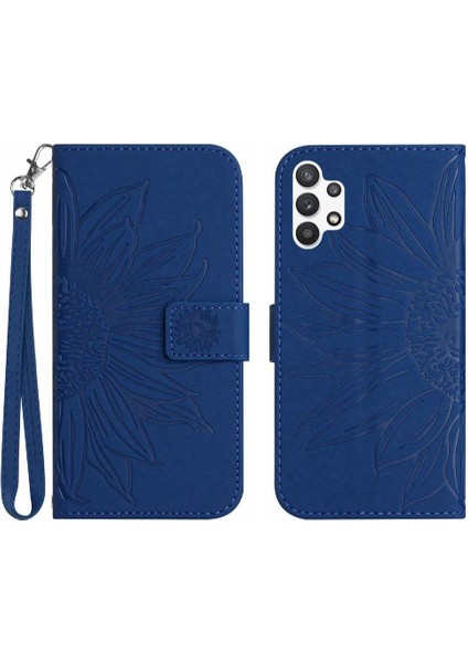 Kart Yuvaları Tutucu ile Samsung Galaxy A32 5g Kabartmalı Ayçiçeği Için Kılıf (Yurt Dışından)