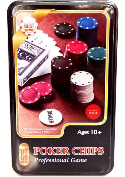 Adm Store Profesyonel Poker Seti 80 Çipli Oyun Fişli Texas Holdem Chip Rulet Masa Oyun Seti