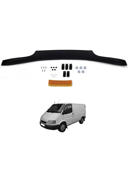 Esa Ford Transit Ön Kaput Koruyucu Rüzgarlığı Abs Plastik Piano Black 1995-2001 Yıllarına Uyumlu